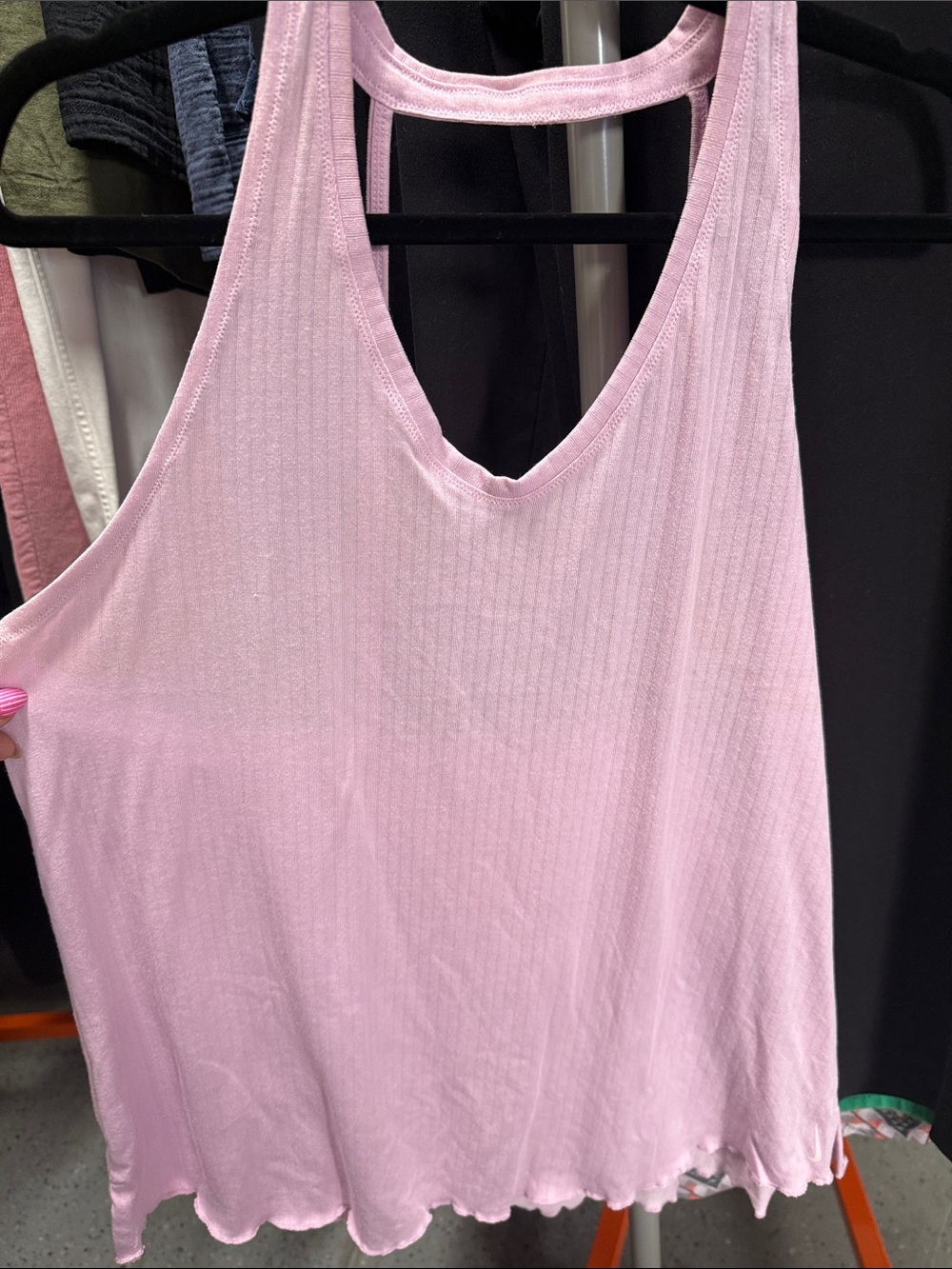 Nike Dri Fit Light Pink Ribbed V-Neck Racerback Tank